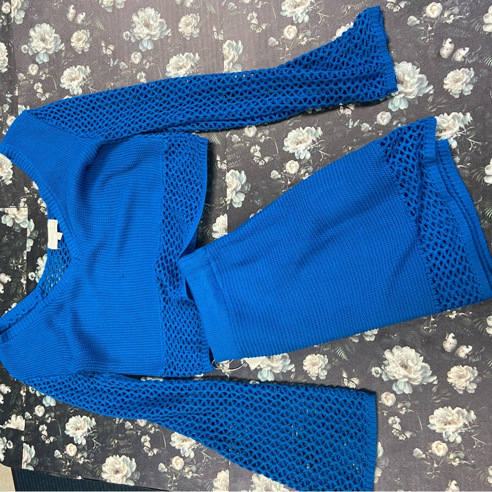 Blue Knit Two-Piece Set